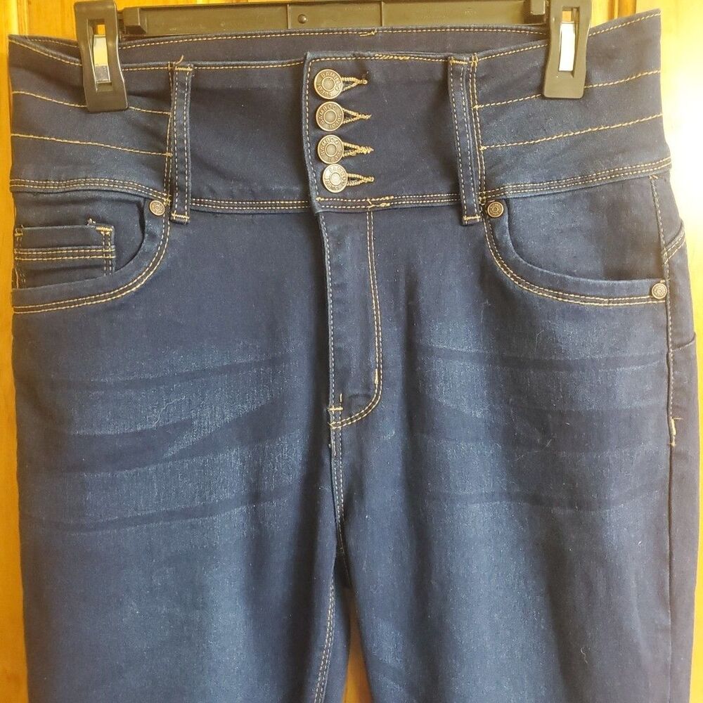 Bamboo Jeans Size 11 Skinny Jeans Womens Dark Blue High Waist 4 Button Fly Y2K